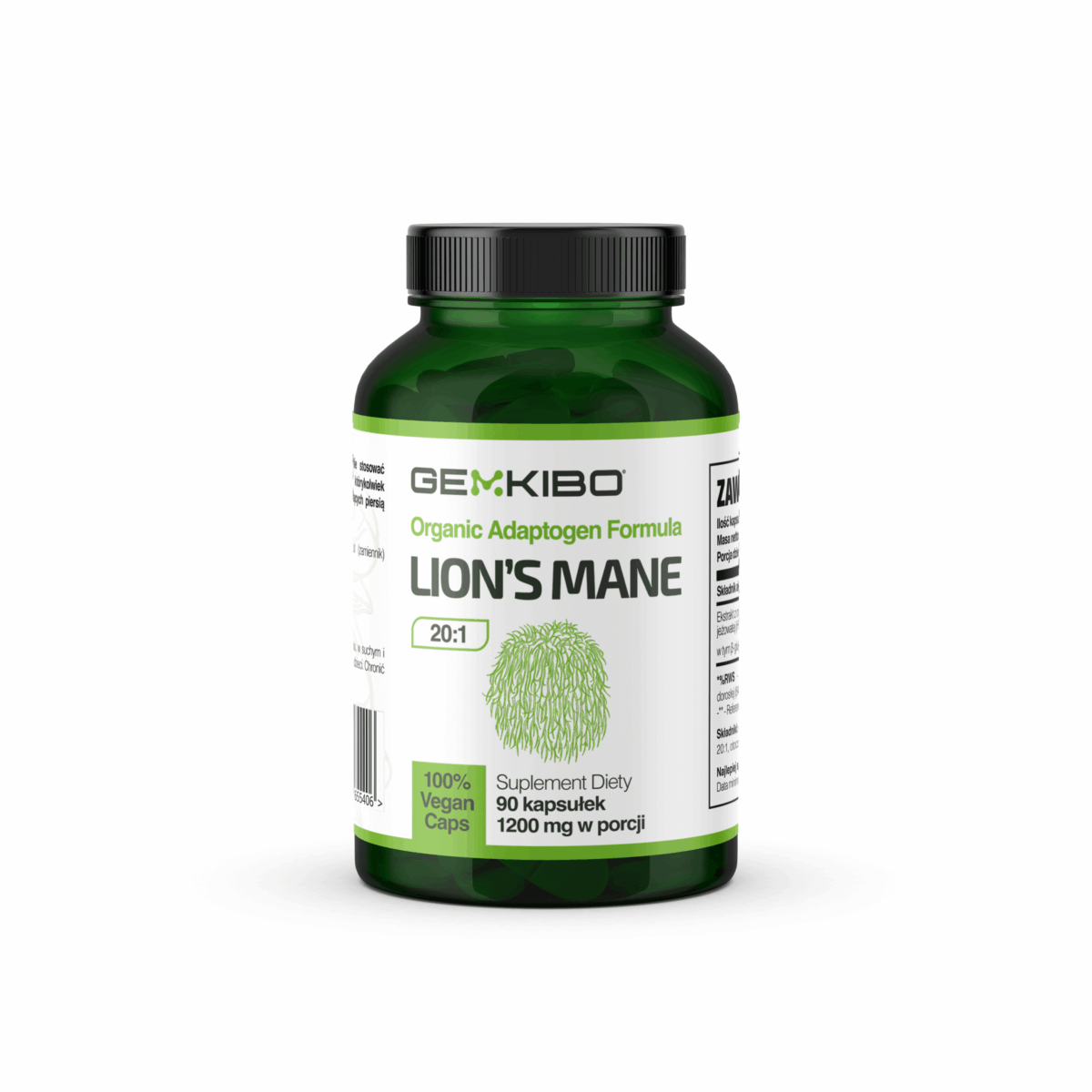 Lion's Mane 20:1 Organic Adaptogen Formula - 90 kapsułek