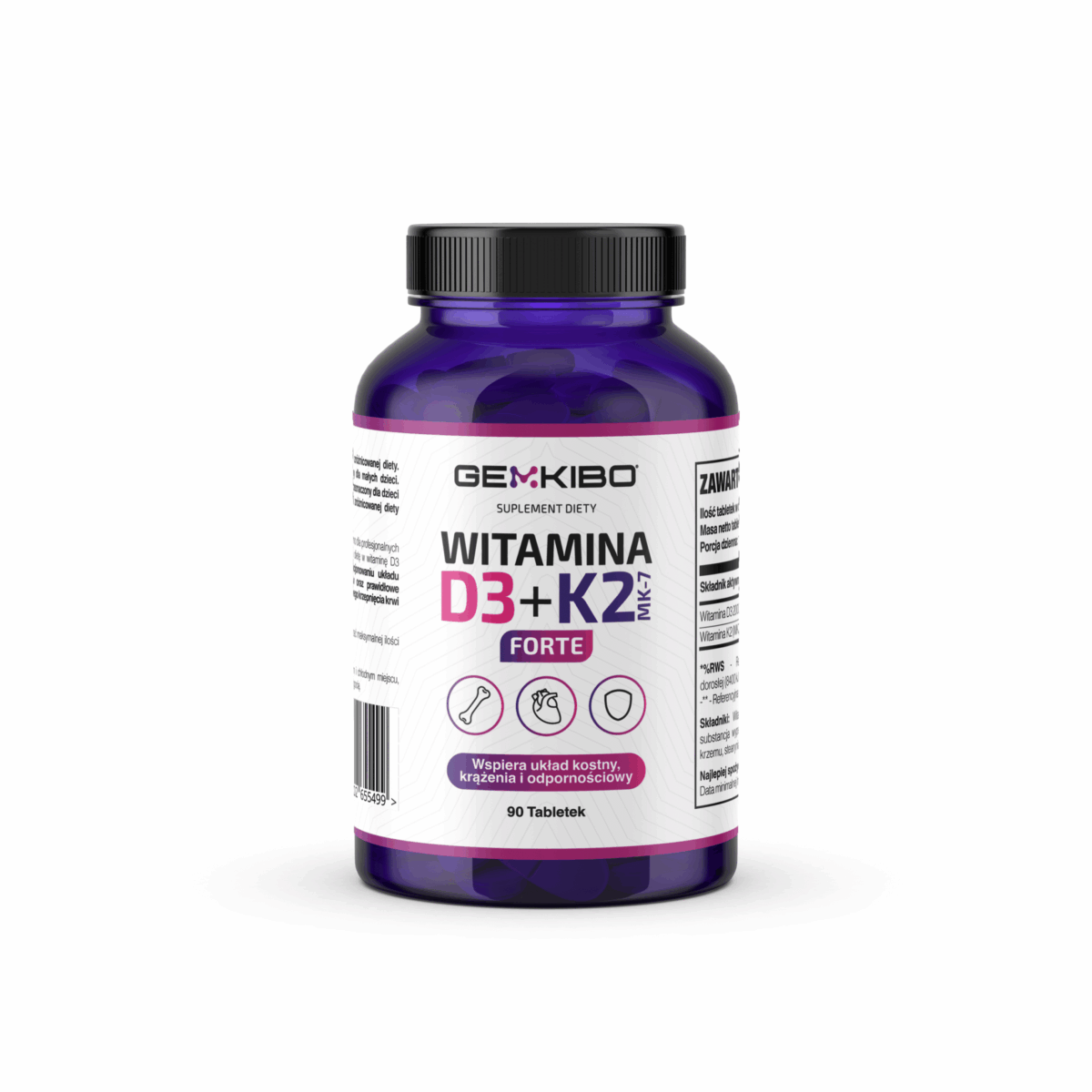 Witamina D3 + K2 MK-7 Forte - 90 tabletek