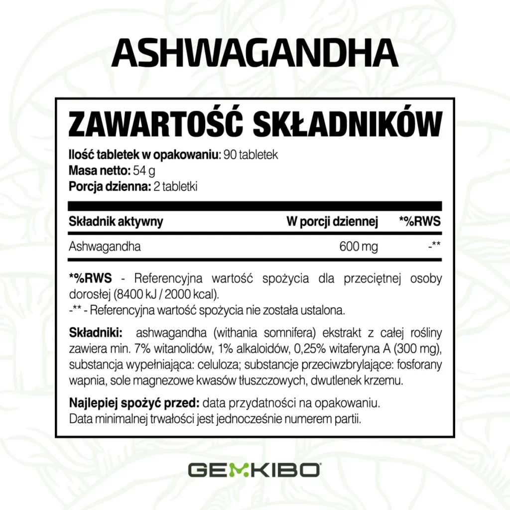 Organic Adaptogen Formula Ashwagandha - 90 tabletek