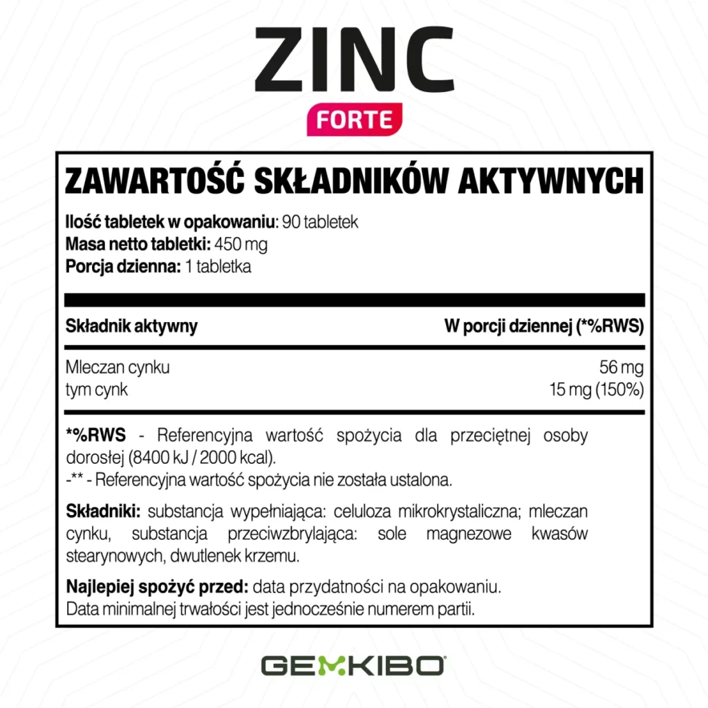 Zinc Forte - 90 tabletek
